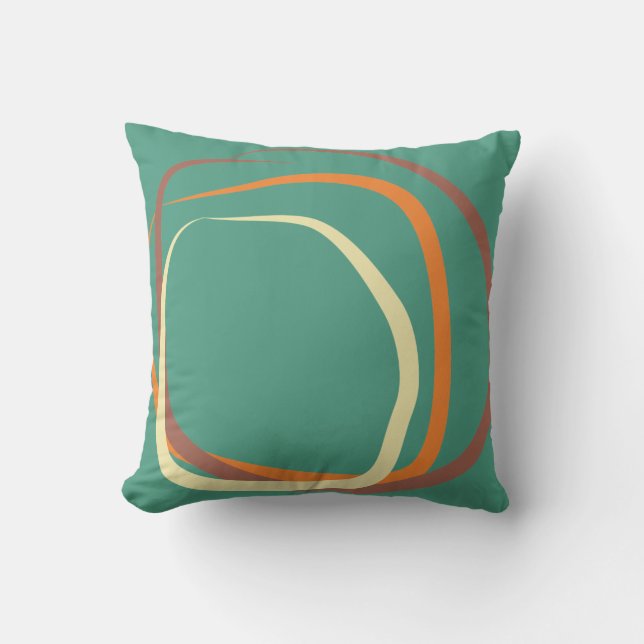 Coussin Turquoise profonde avec rose, orange et bl (Recto)