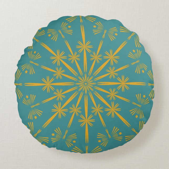 Coussin Turquoise Retro Mandala (Devant)