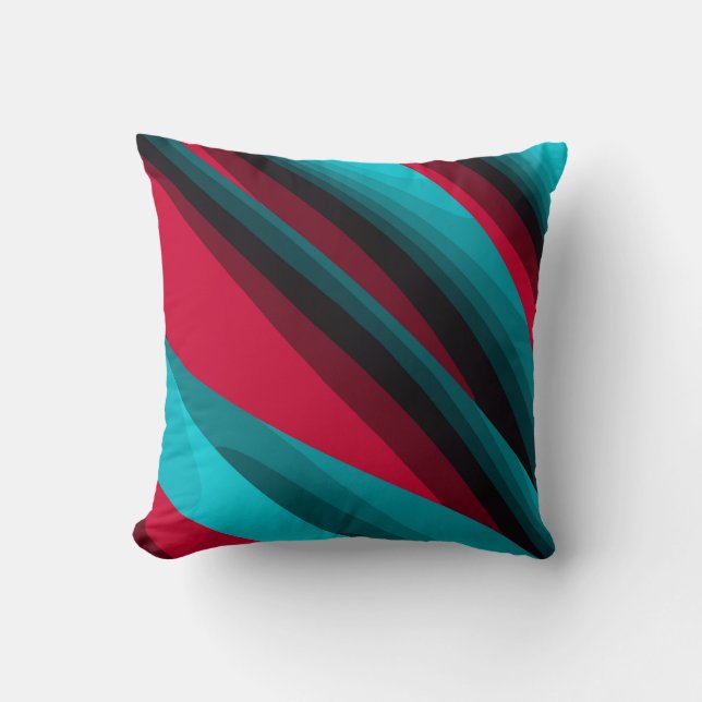Coussin Turquoise-rouge Abstrait (Recto)