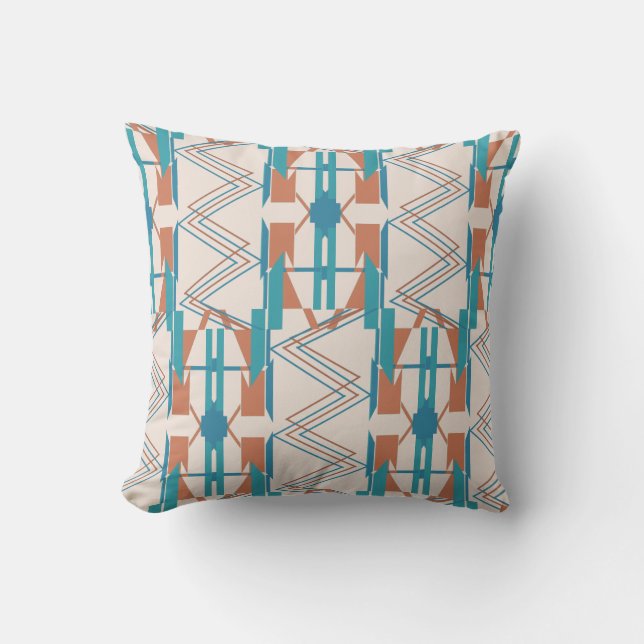 Coussin Turquoise Turquoise Orange Beige Grande mosaïque Z (Recto)