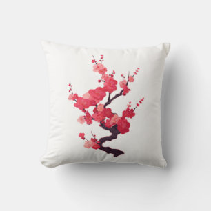 Coussin Twig de cerisier japonais rose délicat