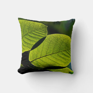 Coussin Twig feuilles vertes veines feuillage