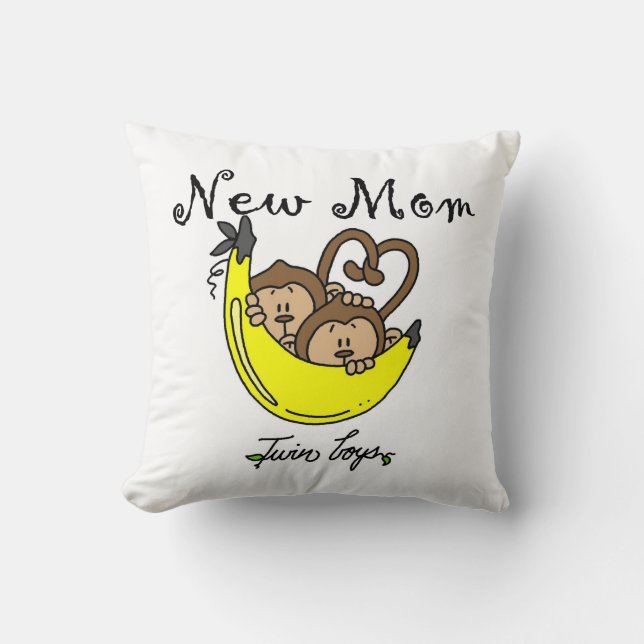 Coussin Twin Boys New Mom Cadeaux (Recto)