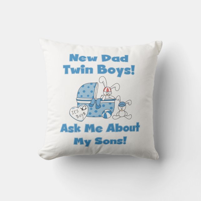 Coussin Twin Boys New Papa Cadeaux (Recto)