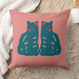 Coussin Twin Kittens Throw Pillow