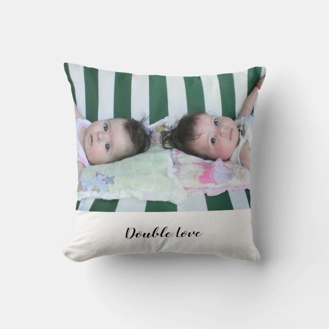 Coussin Twins Double Amour, Motif de coeur (Recto)