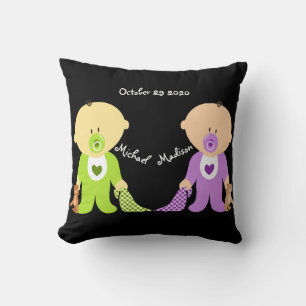 Coussin Twins Keepsavec les deux noms