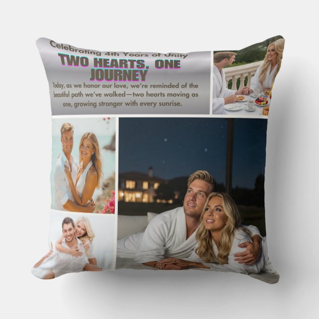 Coussin Two Hearts, Four Years, Forever to Go. | Couple Co (Recto)