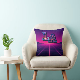 Coussin Typographie Art néon de style Californie des année