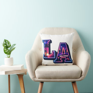 Coussin Typographie Art Néon de Style Californie des Année