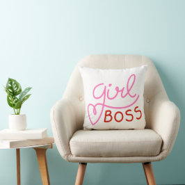 Coussin Typographie Boss Girl N'importe quelle couleur Jet