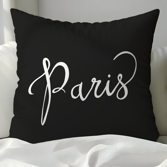Coussin Typographie chic Paris Noir & Blanc (Créateur téléchargé)