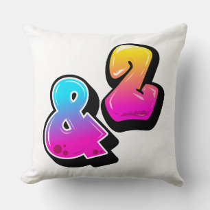 Coussin Typographie de bulle de dégradé esperluette et num