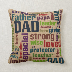 Coussin Typographie de fête des pères des textes de nuag