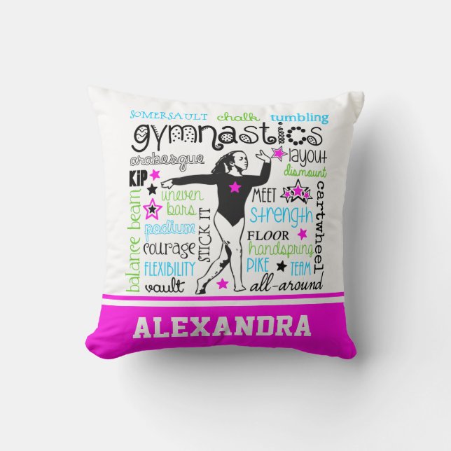 Coussin Typographie de gymnastique avec le monogramme (Recto)