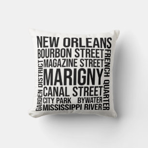 Coussin Typographie de la Nouvelle-Orléans - Art du monde 