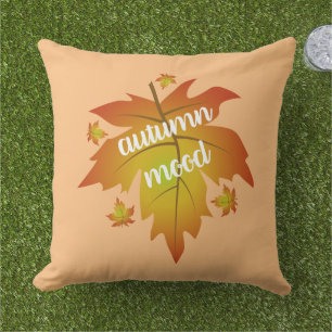 Coussin Typographie de l'humeur d'automne feuille d'érable