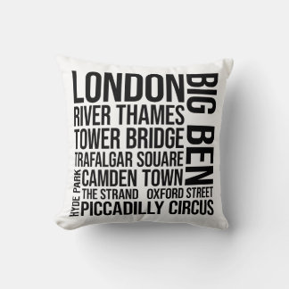 Coussin Typographie de Londres - Angleterre Word Art