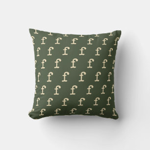 Coussin Typographie de Motif Monogramme en vert