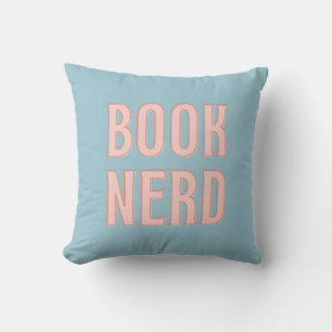 Coussin Typographie de nerd de livre bleu pour lecteur