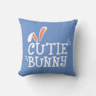 Coussin Typographie de Pâques de lapin simple Coutume Jete
