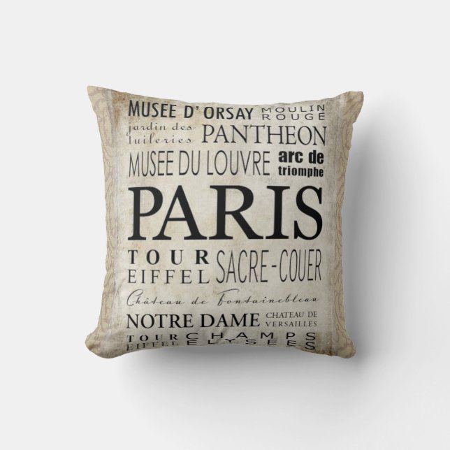 Coussin Typographie de Paris - style de souterrain (Recto)
