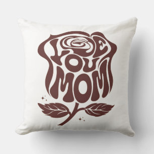 Coussin Typographie de rose pour maman que j'aime