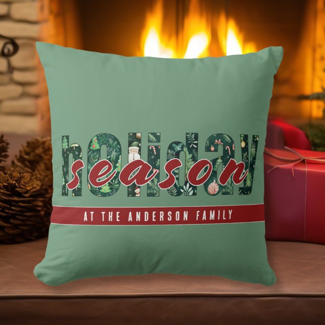 Coussin Typographie de saison des fêtes personnalisées (Créateur téléchargé)