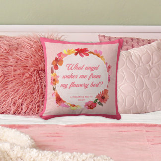 Coussin Typographie de script moderne Citation florale ros