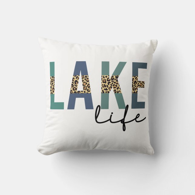 Coussin Typographie d'impression de Lake Life Cheetah (Recto)
