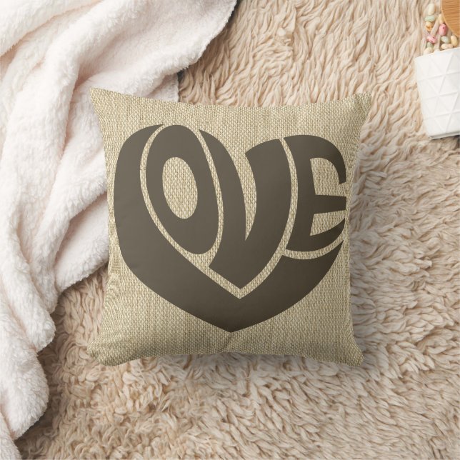 Coussin Typographie du texte du coeur de l'amour rétro (Couverture)