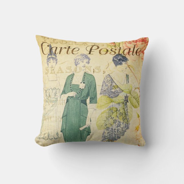 Coussin Typographie florale de dames victoriennes (Recto)