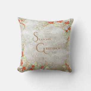 Coussin Typographie florale Joyeuses Fêtes Noël
