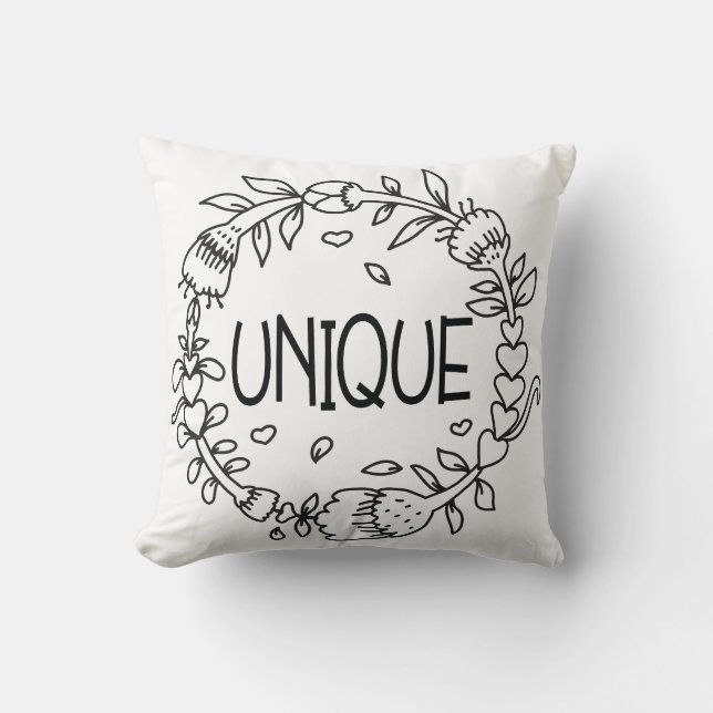 Coussin Typographie Florale Unique (Recto)