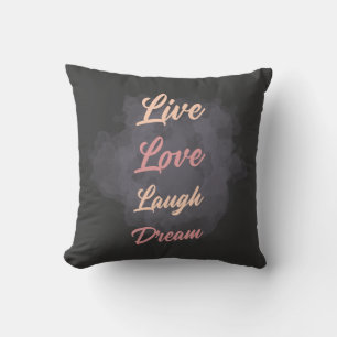 Coussin Typographie Inspirante Vivre Amour Rire Rêve