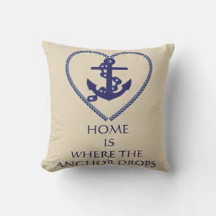 Coussin Typographie moderne Ancre thématique marine