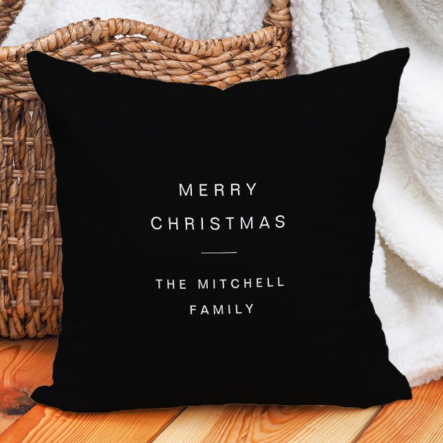 Coussin Typographie moderne et minimaliste | Noël noir (Créateur téléchargé)