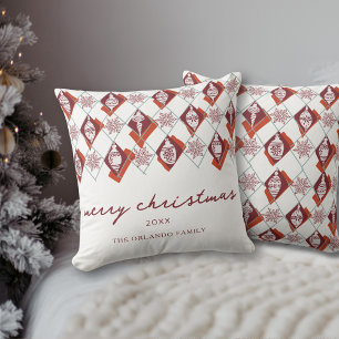 Coussin Typographie moderne Joyeux Noël Rouge Script