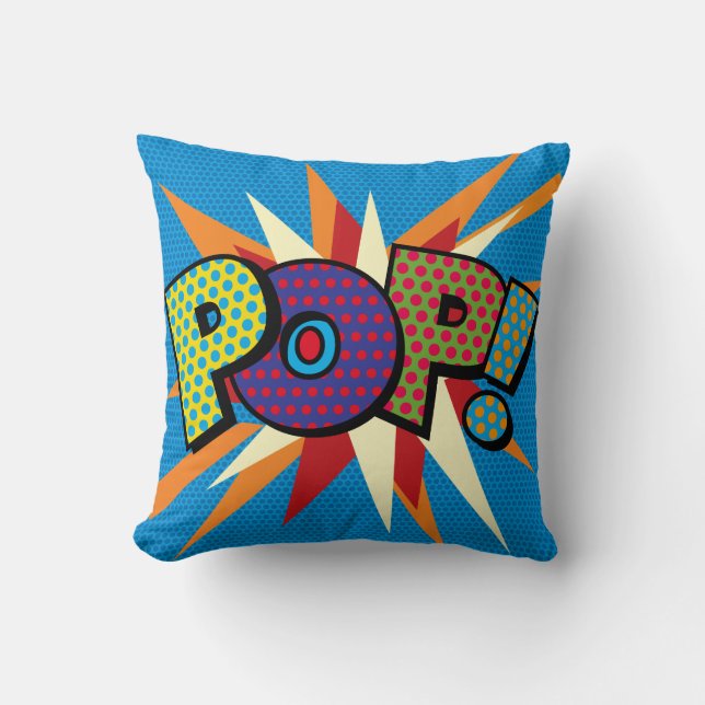 Coussin Typographie moderne POP Comédie Livre Pop Art (Recto)