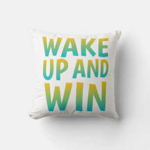 Coussin Typographie Motivationnelle Réveille-Toi et Gagne