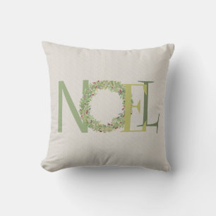 Coussin Typographie NOEL avec couronne de Noël