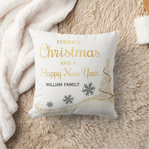 Coussin Typographie or Elegante Joyeux Noël