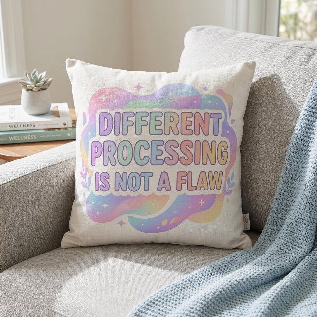 Coussin Typographie pastel d'affirmation neurodivergente  (Créateur téléchargé)