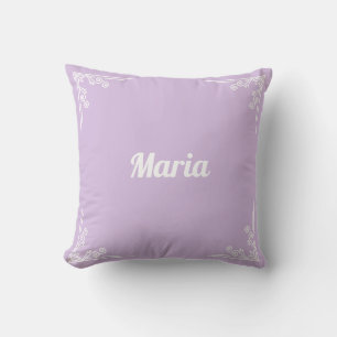 Coussin Typographie Violet Pastel Moderne Personnalisée No