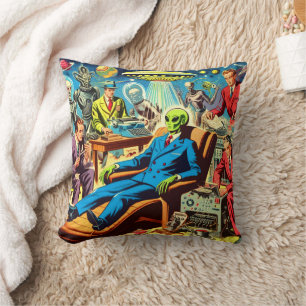 Coussin Ufo Alien Sci-fi Retro Comics
