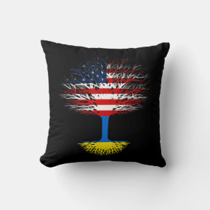 Coussin Ukraine USA Amérique Drapeau Ukraine racines ukrai