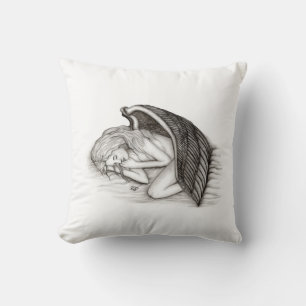 Coussin Un Angel endormi, noir et blanc