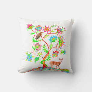 Coussin Un arbre de vie, un oiseau, et un fief