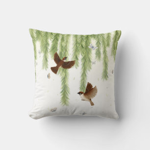 Coussin Un arbre japonais s'écroule sous un saule qui pleu