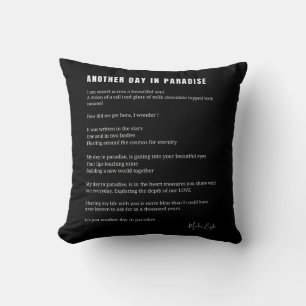 Coussin Un autre jour au paradis poème d'amour poésie
